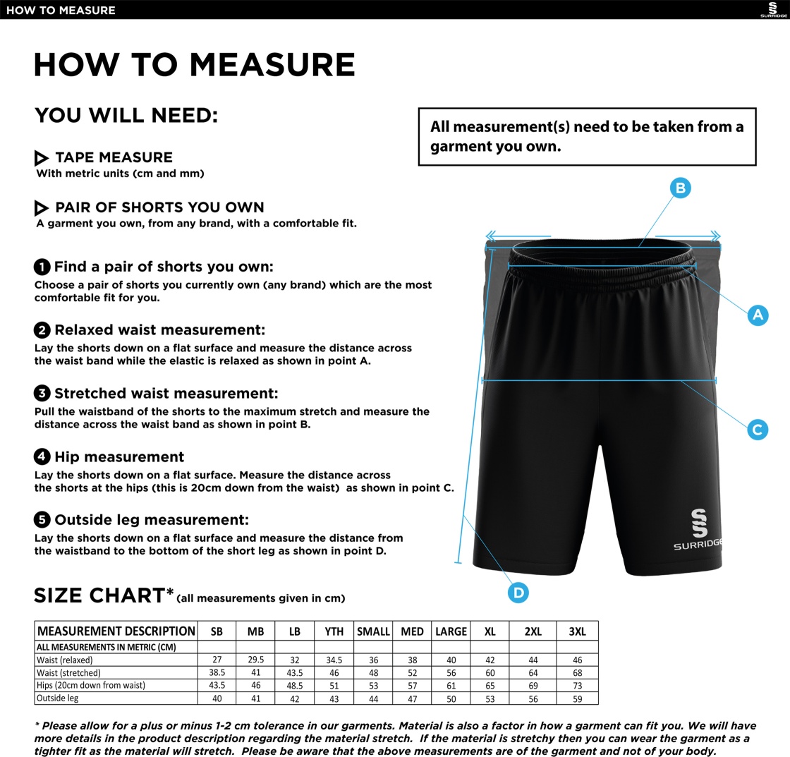 Read CC - Ripstop Training Shorts - Size Guide