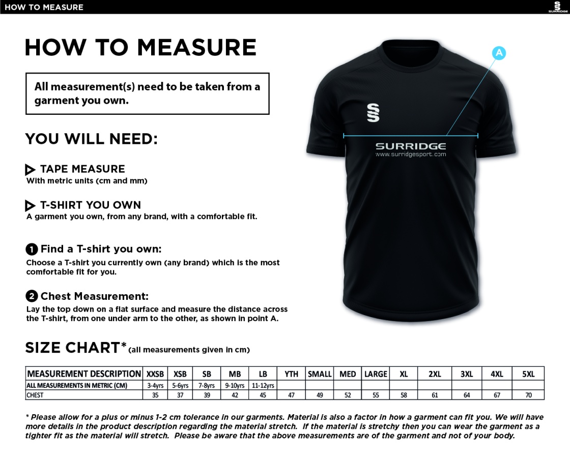 Read CC - Blade Junior Polo Shirt - Size Guide
