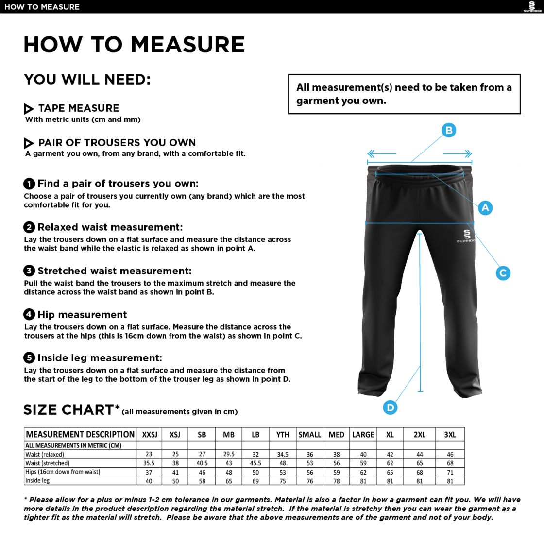 Read CC - Classic Tracksuit Pant With Thigh Length Zip - Size Guide