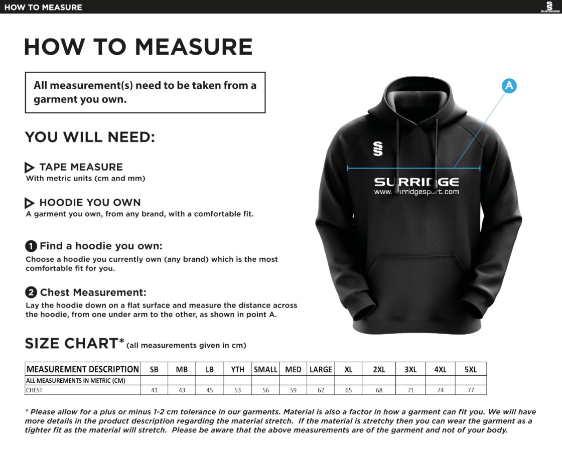 Read CC - Blade Hoody - Size Guide