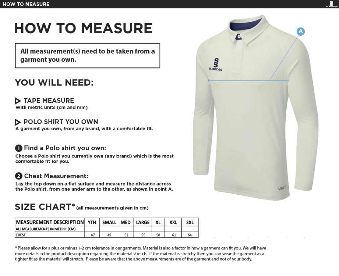 Read CC - Tek Long Sleeved Shirt - Size Guide