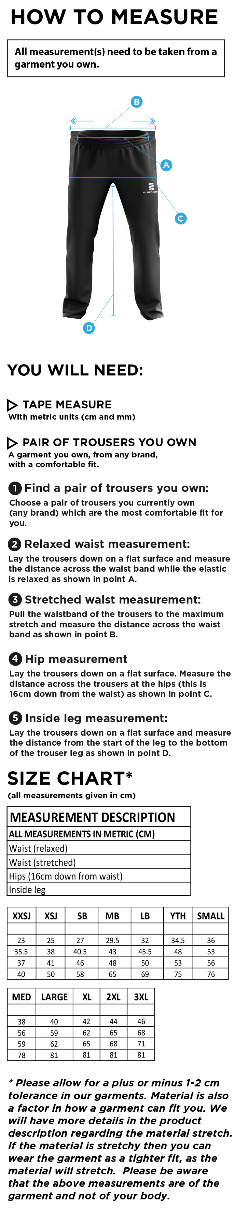 Read CC - Classic Tracksuit Pant With Thigh Length Zip - Size Guide