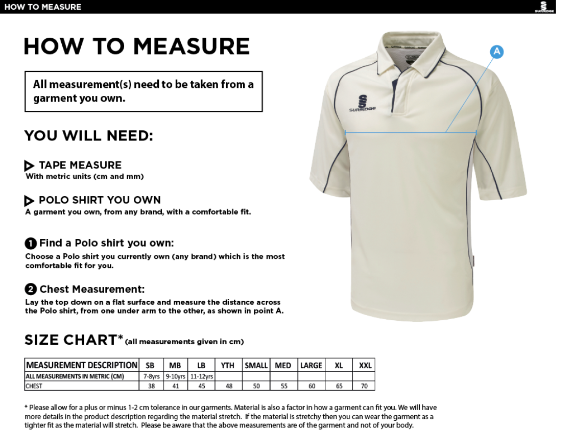 Read CC - Premier 3/4 Sleeve Shirt - Size Guide