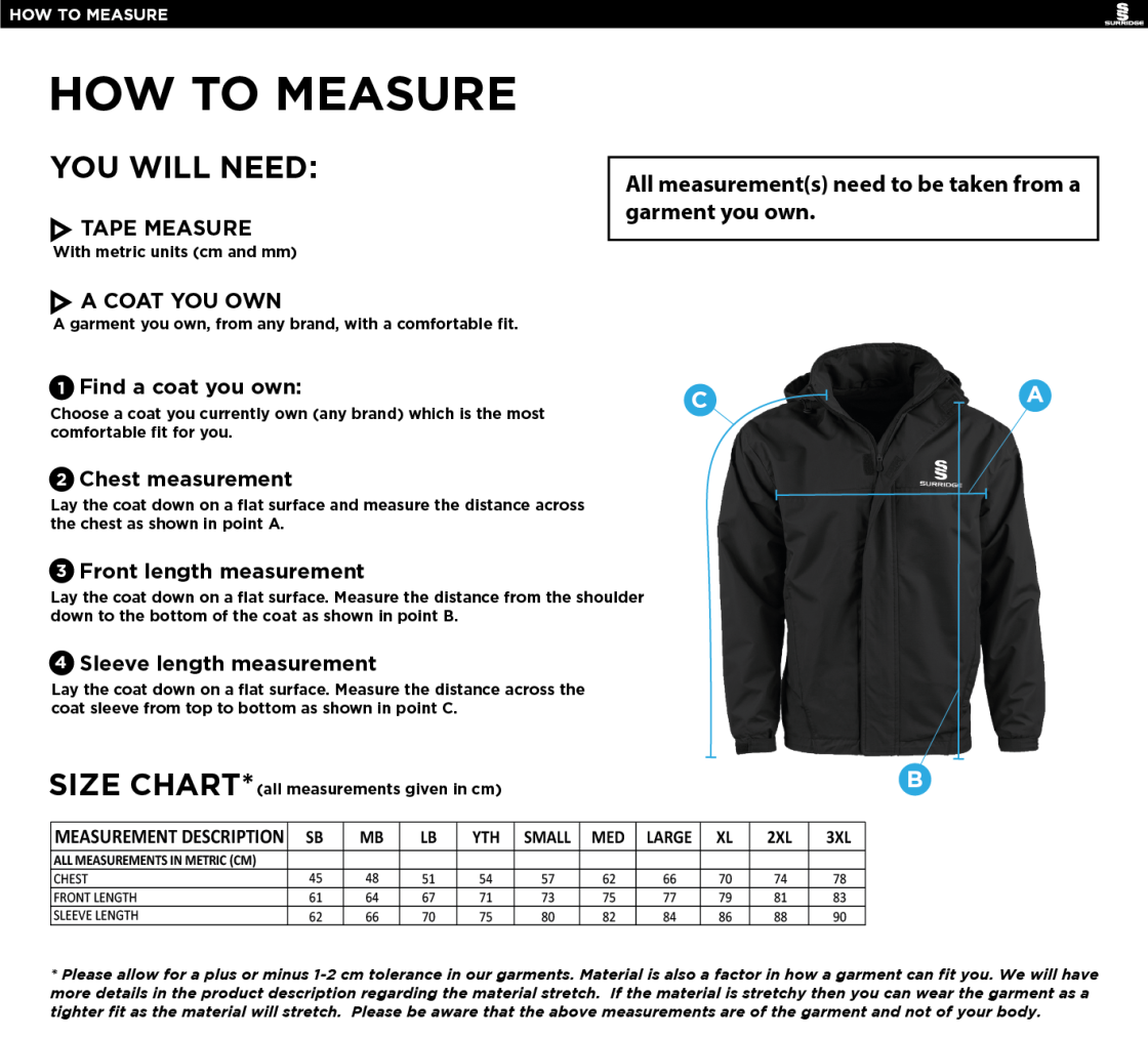 Read CC - Fleeced Line Jacket - Size Guide