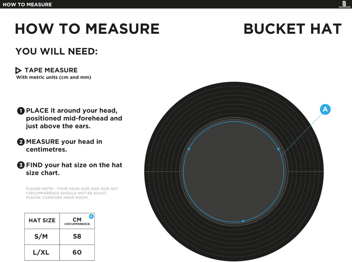 READ CC Dual Bucket Hat - Black - Size Guide